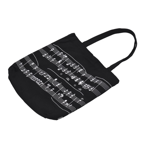 Waschbare Baumwolltuch Handtasche Musik Tote Schulter Lebensmittelgeschäft Einkaufstasche mit Magnetknopf Notenschrift Muster
