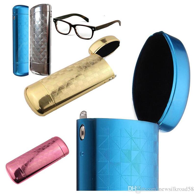 New Fashion Hard Metal Aluminum Lattice Glasses Case Capsule Flip Top Eyeglasses Case Protector For Glasses Storage Tools