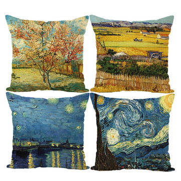 Oil Painting Pattern Cotton Linen Pillowcase