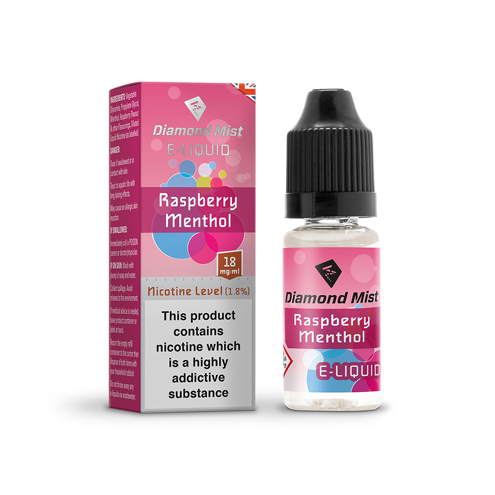 Diamond Mist E-Liquid Raspberry and Menthol 10ml - 18mg Nicotine