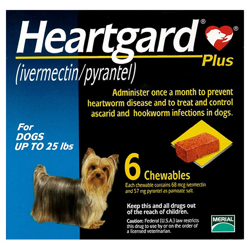 Heartgard Plus Chewables Small Dogs Up To 25lbs (Blue) 12 Doses