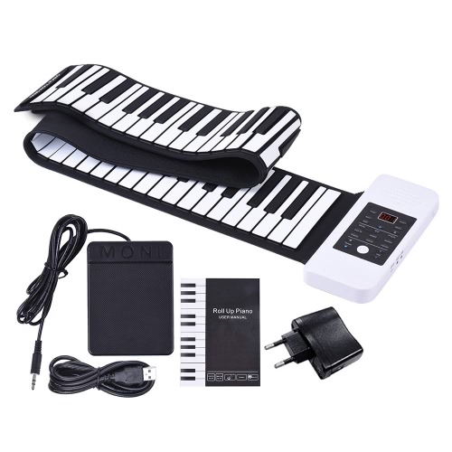 Portable Piano Silicon 88 Clés main Roll Up USB électronique clavier intégré Li-ion rechargeable et haut-parleur avec une pédale