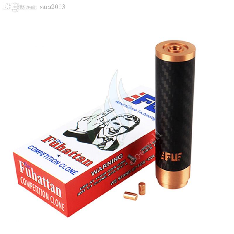 Wholesale-2pcs Elctronic vaporizer 18650 clone Fuhattan Mod elelctronic cigarette box mod Carbon Fiber 18650 mod VS 26650 Manhattan Mod