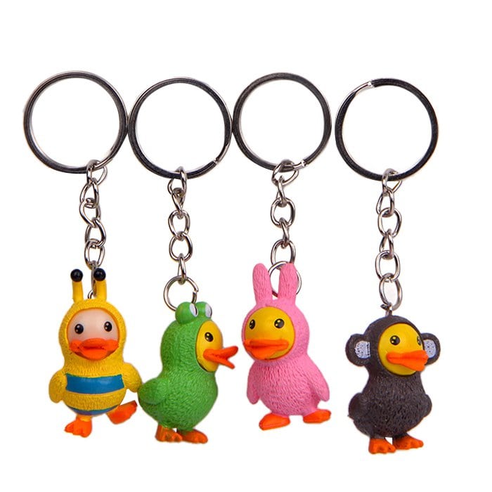 Yellow Duck Cute Cosplay Garage Kits Key Chain Korean Decoration 4 Pcs