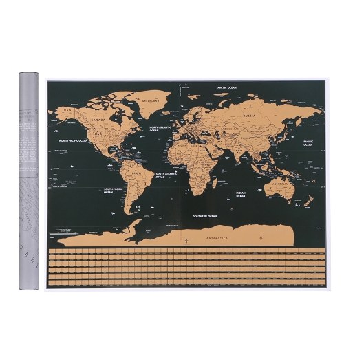Scratch Off World Travel Map mit Nationalflagge