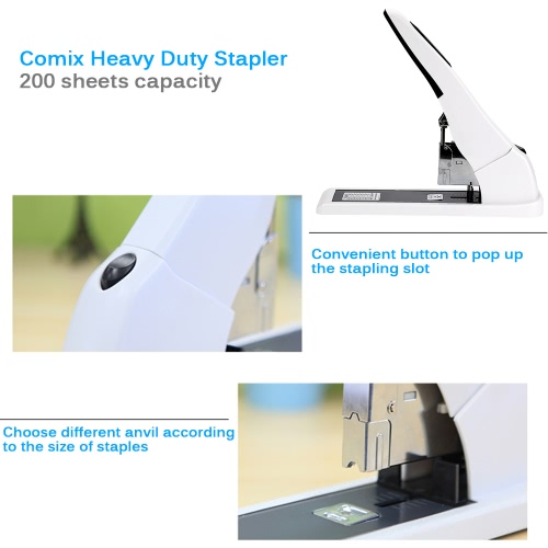 Comix B3019 Heavy Duty Stapler Reduced Effort Book Sewer Stapling Machine 200 Sheets Capacity