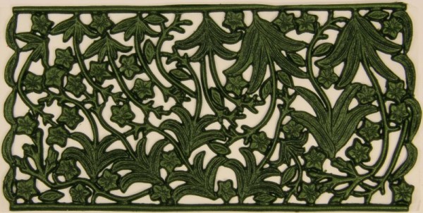 Wachsornament-Platte Blätter und Stiele, 16 x 8 cm, schilfgrün
