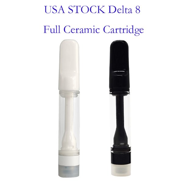 Full Ceramic Delta 8 Cartridge USA STOCK Vape Cart Empty Atomizer 510 Vaporizer E Cigarettes Glass Tank Vapes Cartridges Snap on Tip 0.8ml 1ml Carts