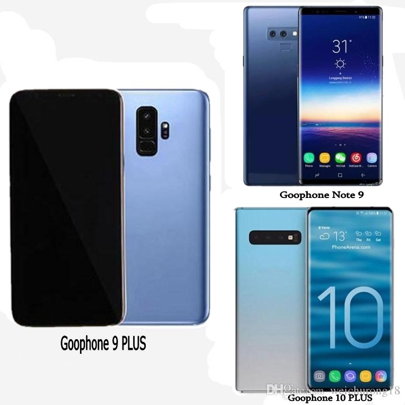 Free DHL Goophone 10 PLUS Note 9 Unlocked Cell Phones quad core 16G rom 6.5inch full Screen Show 128GB fake 4g lte Android Smartphone