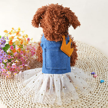 Denim Dress Fashion Pet Dog Clothes Leisure Dresses Shirt Skirt For Small Medium Dogs XS-XL