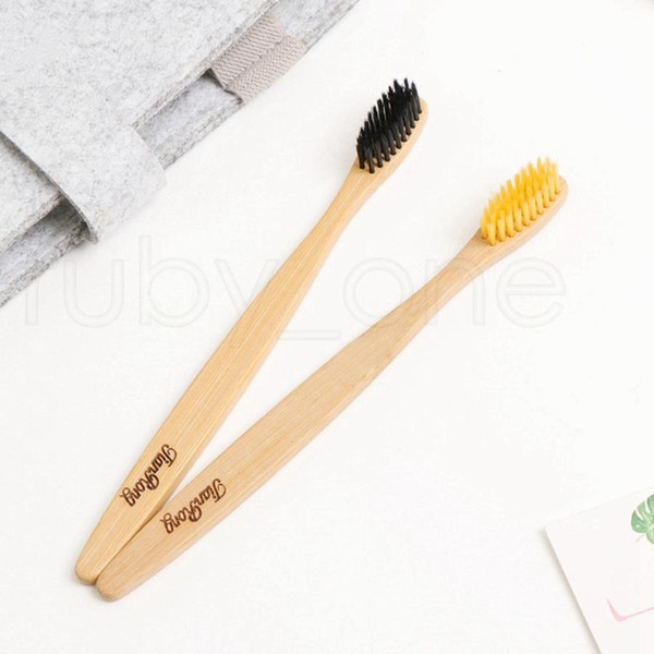 dhl natural bamboo toothbrush wood brosse à dents bamboo soft bristles eco bamboo fibre wooden handle toothbrush tools for adults