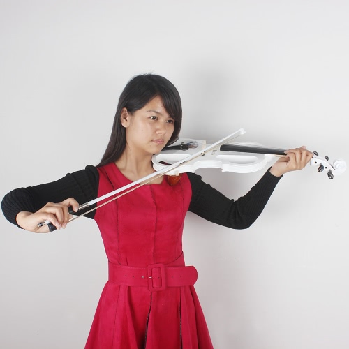 Violon électrique 4/4 érable bois violon Instrument à cordes avec raccords ébène câble casque cas de musique amateurs débutants
