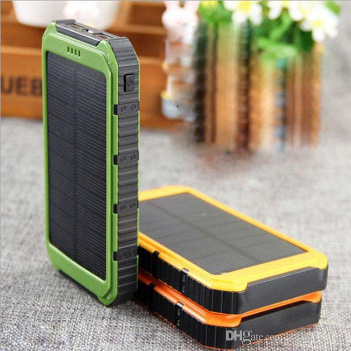 Factory Price! 20000mAh Novel solar Power Bank Ultra-thin Waterproof Solar Power Banks 2A Output Cell Phone Portable Charger Solar Powerbank