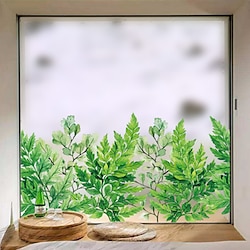 intimité givrée plantes vertes motif fenêtre film maison chambre salle de bain verre fenêtre film autocollants autocollant auto-adhésif 58 x 60 cm stickers muraux pour chambre salon miniinthebox
