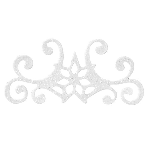 Glitzer-Ornamente, 25er Set, 3x7cm, Stern 4, weiß-irisierend