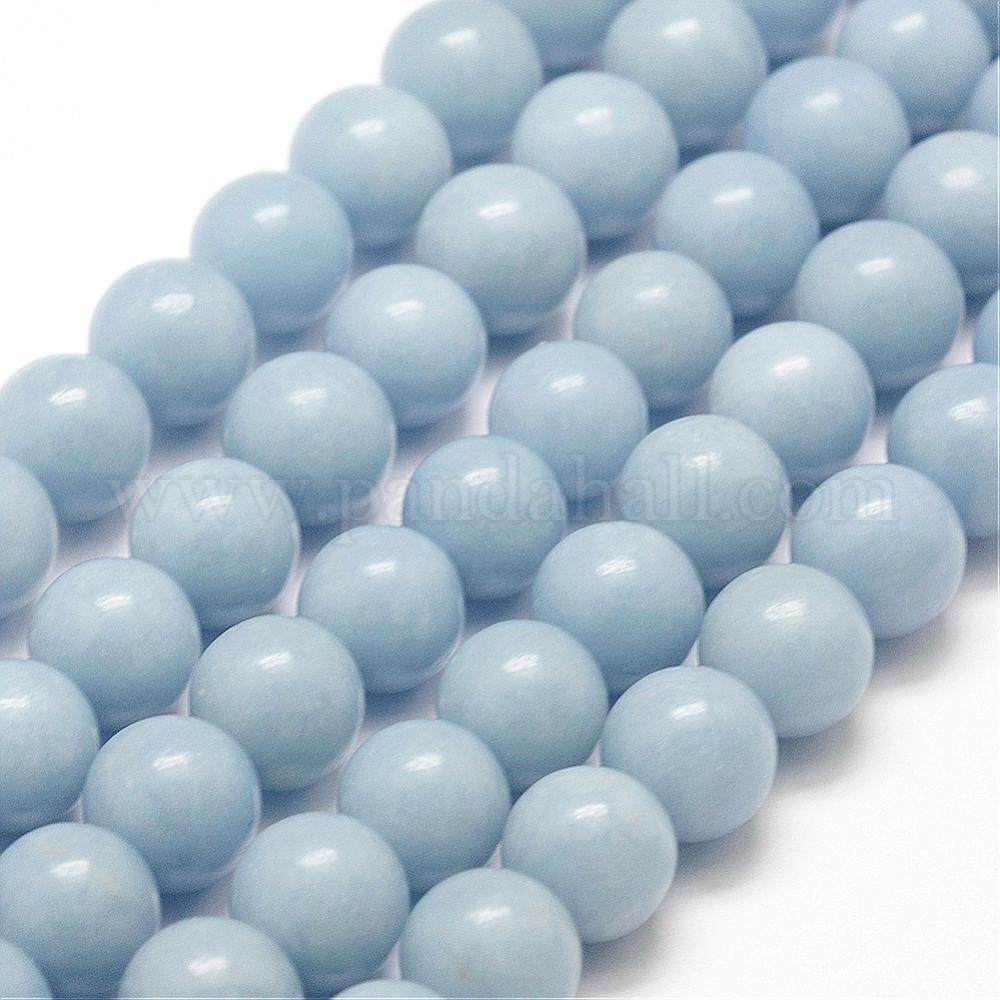Natural Angelite Beads Strands, Round, 8mm, Hole: 1mm; about 46pcs/strand, 15.5