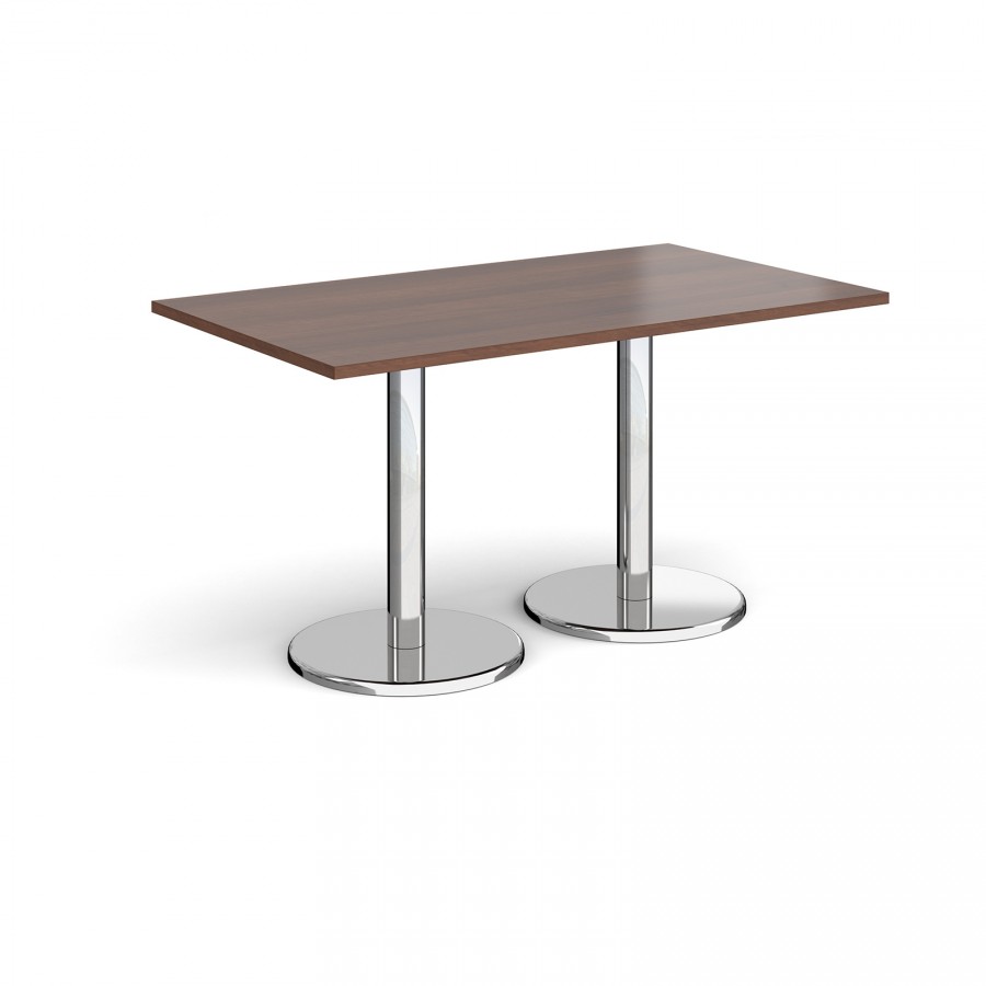 Pisa Walnut Rectangular Dining Table 800 x 1400mm with Chrome Bases