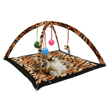 Cat Toys Tent Exercise Stay Active Play Folding Bed With Hanging Toy
