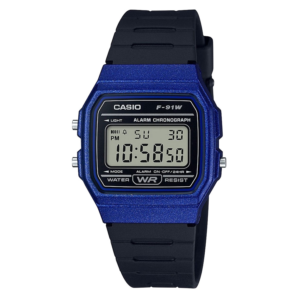 Casio Mens Digital LCD Watch with Stopwatch, Alarm, Timer etc. Blue F-91WM-2AEF