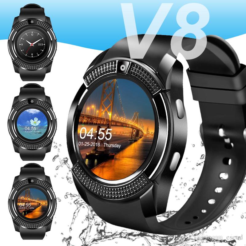 For apple smart watch smartwatch V8 bluetooth phone wrist watches with Camera Touchscreen Sim Card Slot Camera for iPhone Android Men Women
