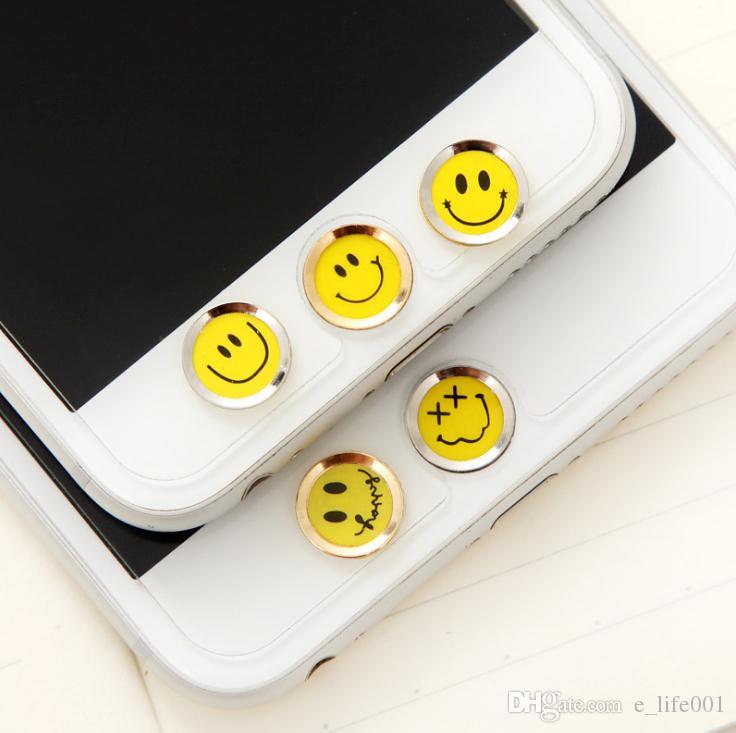 Smile Face Gold Touch ID Home Button Sticker for iPhone universal 5 5S 5C SE 6 6S Plus with Fingerprint Identification Function