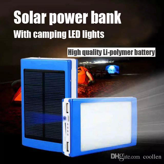 2017 hot sale 20000 mAh Cargador Portatil Solar Power LED camping lantern Bateria Pack Energy Bank Sun Battery Charger Powerbank