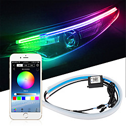 2pcs Auto sequentiell fließende RGB Tagfahrlicht drl App mehrfarbig LED Lichtstreifen Blinker Lichter für Scheinwerfer Lightinthebox