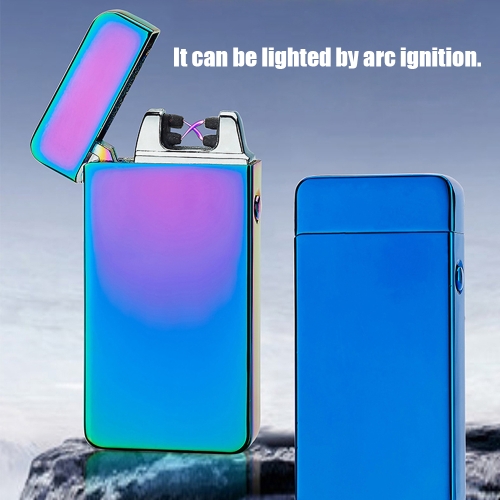 Classic USB Rechargeable Electronic Hit Fire Machine Windproof Flameless Metal Smoking Cigarette Lighters of Double Arc