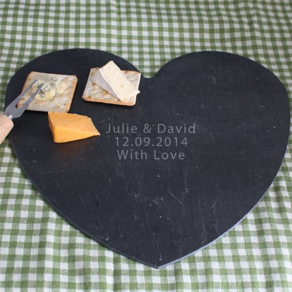 Personalised Large Heart Shaped Slate Cheese Board