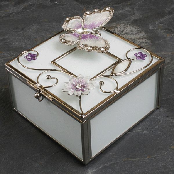 Butterfly and Flowers Trinket Box