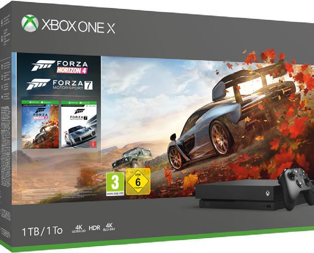 Microsoft Xbox One X - Spielkonsole - 4K - HDR - 1TB HDD - Schwarz - Forza Motorsport 7, Forza Horizon 4 (CYV-00056)