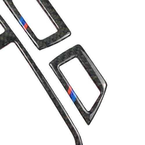 Ventana de fibra de carbono marco de elevación cubierta de la etiqueta engomada del ajuste Ventana de interruptor de la ventana interior del coche marco cubierta de la puerta etiqueta engomada del ajuste para BMW F10 5 serie 2011-2018 (izquierda)