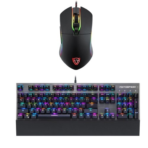 Motospeed V30 Wired Optical USB Gaming Mouse + CK108 104 Keys Mechanical Gaming Wired Keyboard