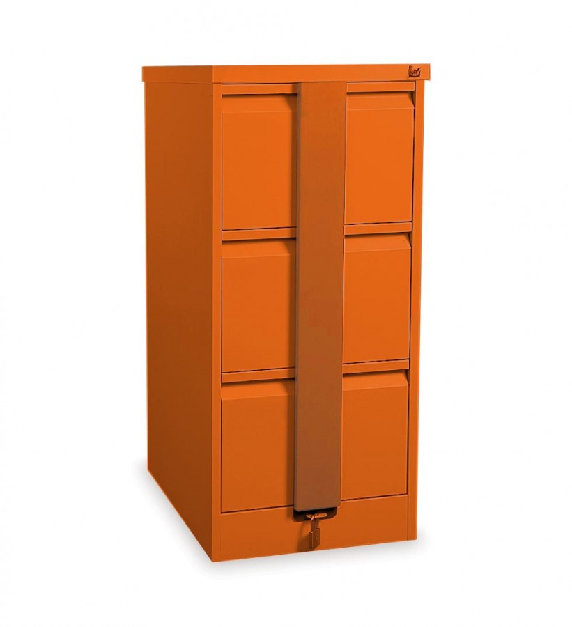 Silverline Kontrax 3 Drawer Sienna Orange Security Filing Cabinet