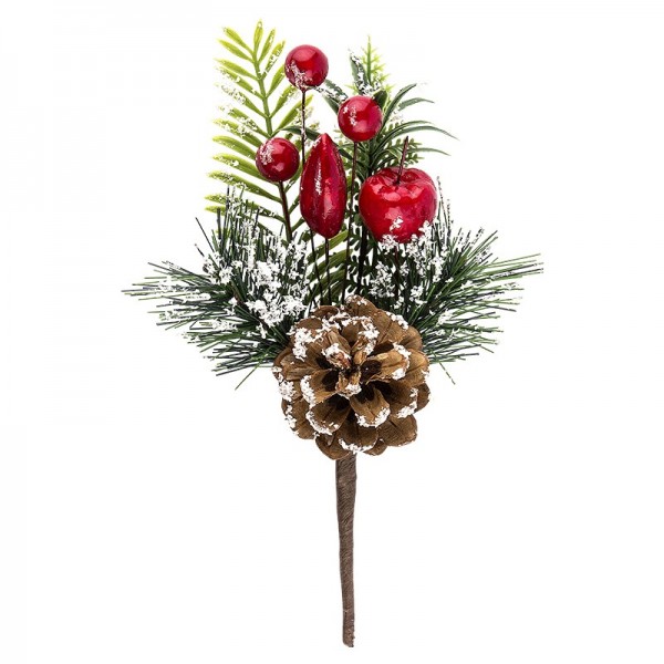 Deko-Tannenzweig, Tannenzapfen, 19cm lang, beschneit