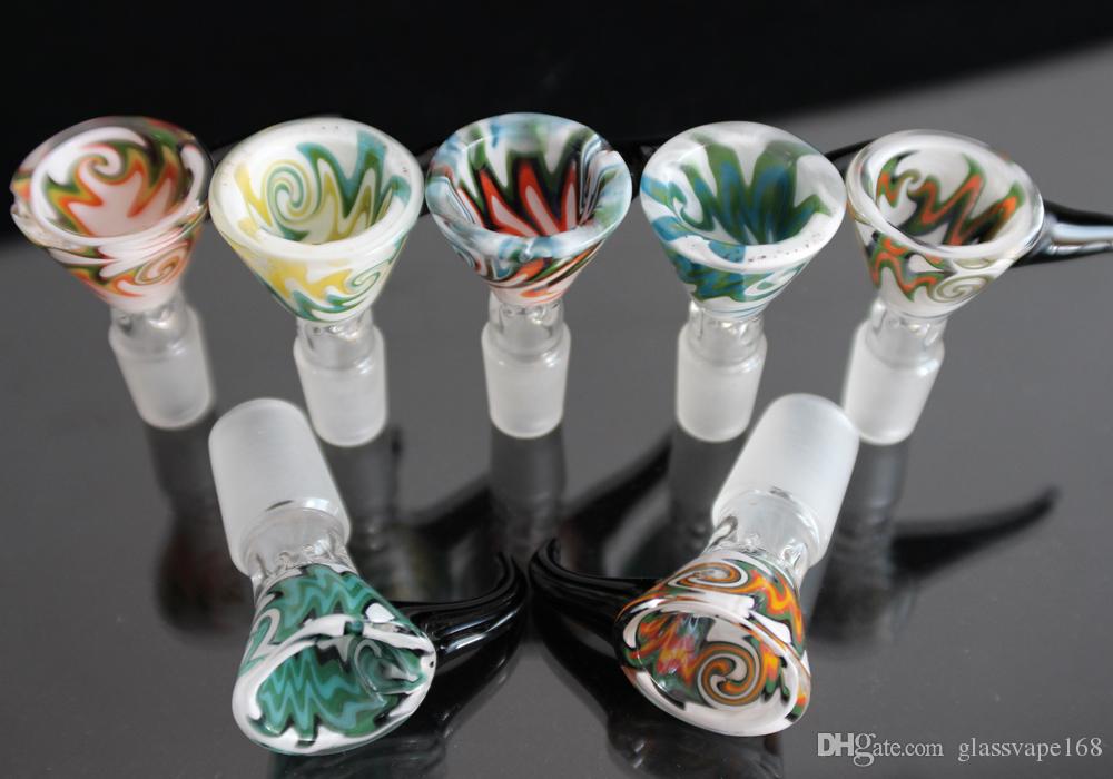 Heady Colored Glass Smoking Bowl 14mm 18mm Male Bowl With Handle Beautiful Slide For Glass Bubbler And Ash Catcher Bong Bowls