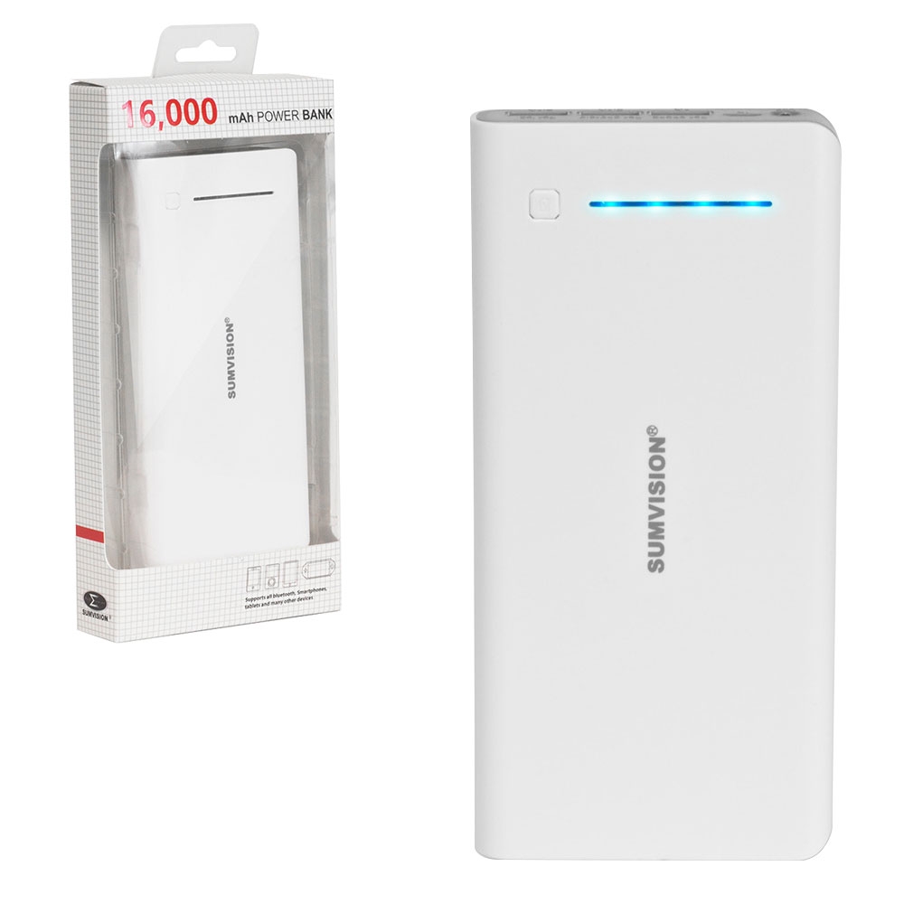 Sumvision Power Bank 16,000mAh 3A High Output Fast Charge with 3 USB ports for Tablets and Smartphones etc.