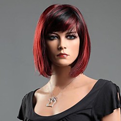 Perruque Synthétique Droit Droite Perruque Court Rouge Noir mixte Cheveux Synthétiques 10 pouce Femme Rouge Lightinthebox