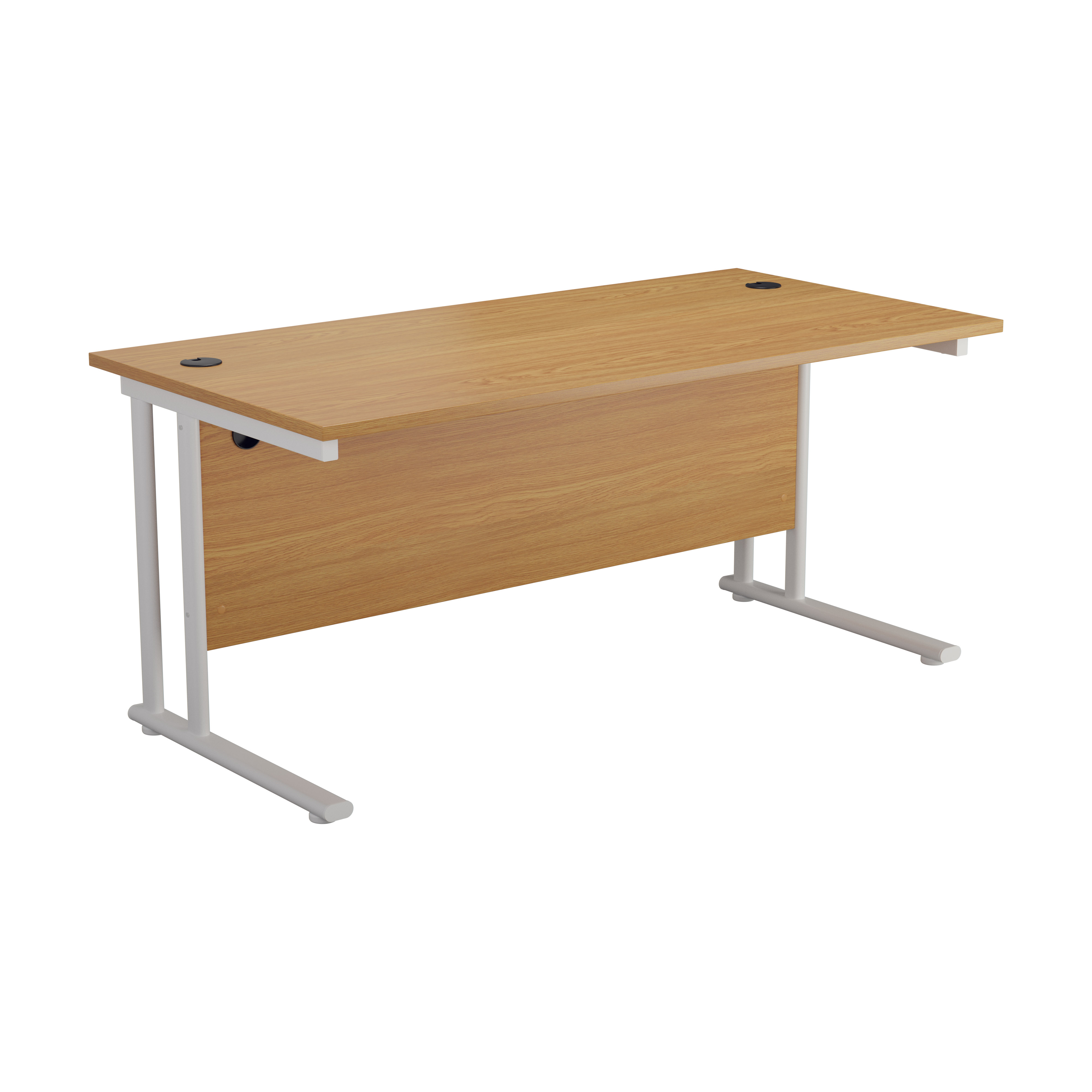 Start 1200 Rectangular Cantilever Workstation - Oak Top and White Legs