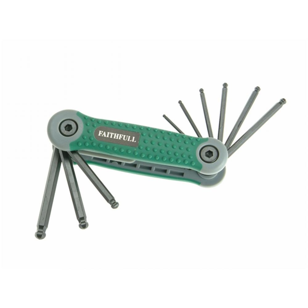 Faithfull Folding Hex Key Set 9 Ball End A/F