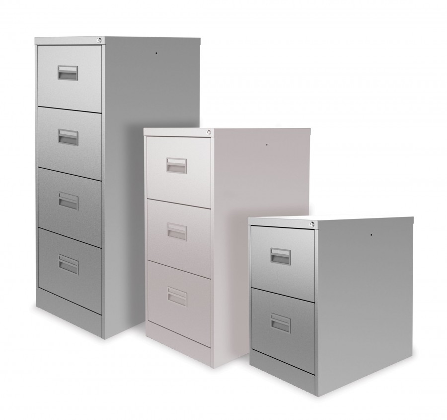 A4 Lockable Filing Cabinet- 3 Drawers- Almond White