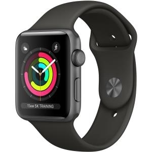 Apple Watch Series 3 (GPS) - 42 mm - Weltraum grau Aluminium - intelligente Uhr mit Sportband - Flouroelastomer - grau - 140 - 210 mm - 8GB - Wi-Fi, Bluetooth - 32,3 g (MR362ZD/A)