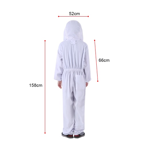 Beekeeping Protective Equipment White Beekeeping Suit with Removable Round Clear View Fencing Veil Beekeeping Full Body Suit Hat Smock XX-Large
