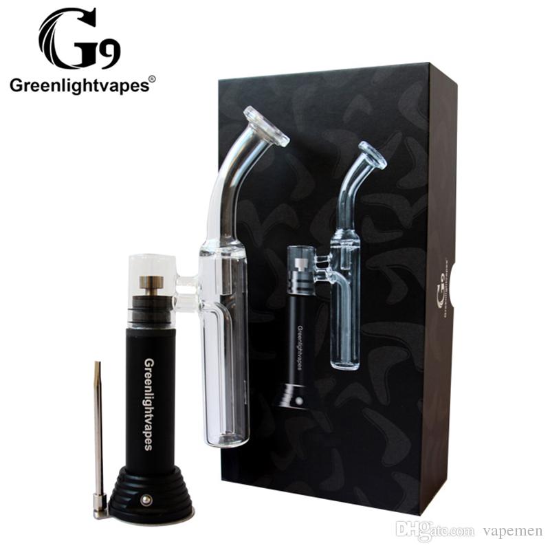 Authentic Greenlightvapes G9 MINI HENAIL Kit 1500mAh Built In Lipo Dab Rig Device with Glass Bubbler Filter 100% Original Rigs Nail DHL