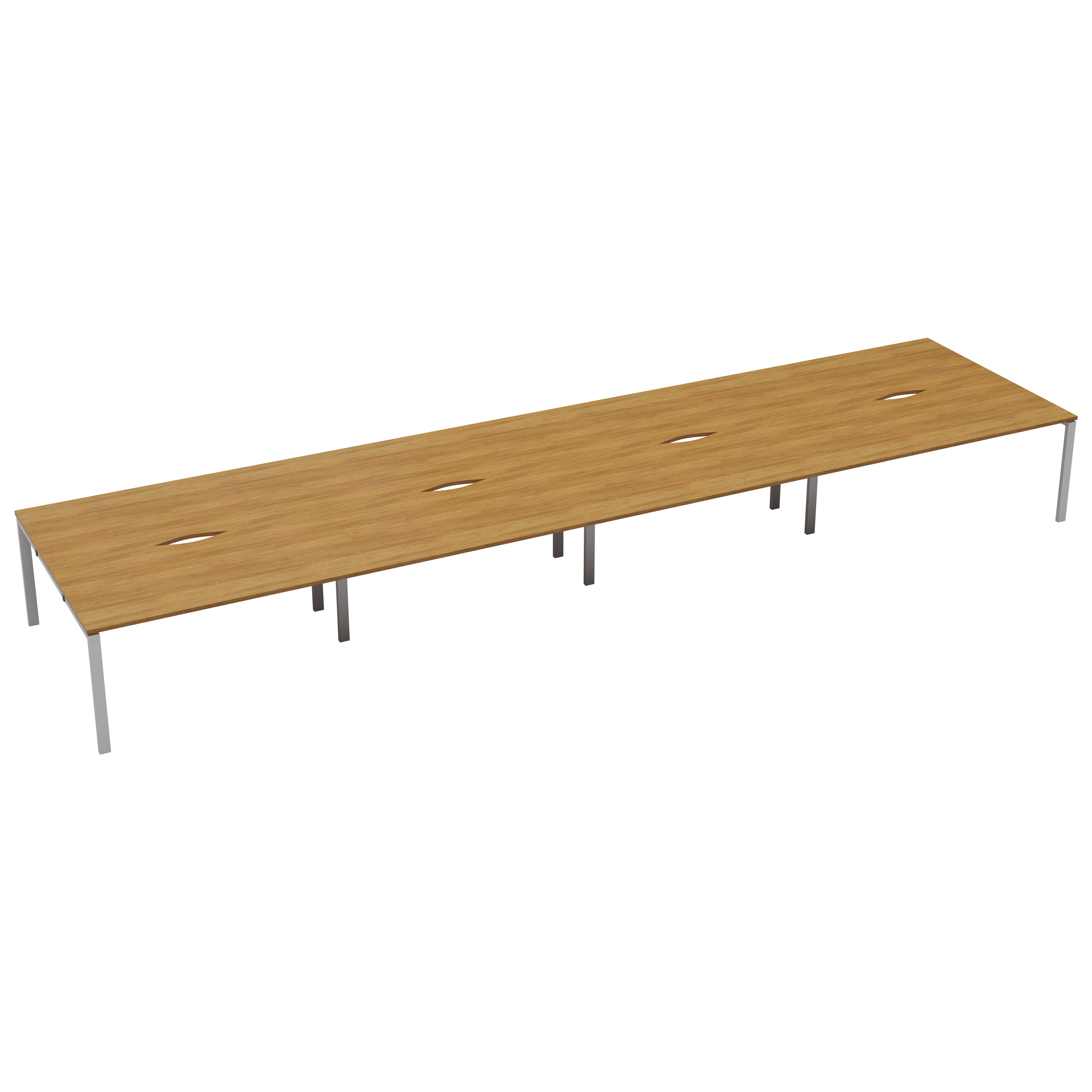 CB 8 Person Bench 1200 x 800 - Light Walnut Top and White Legs