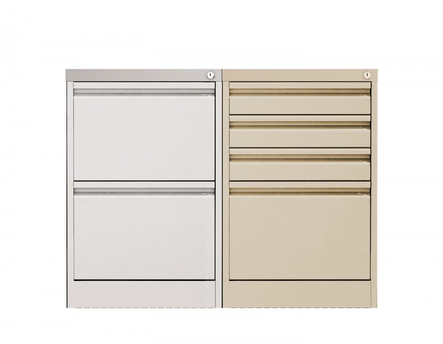 Large Capacity Lockable Filing Cabinet- 1 Plus 3 Stationary Drawers- Beige