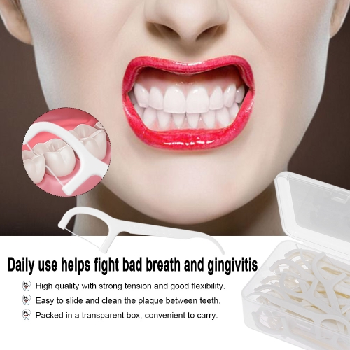 50Pcs/ Box Dental Floss Picks Disposable Inter-dental Brush Teeth Sticks Toothpick Flosser for Oral Deep Clean Health Care