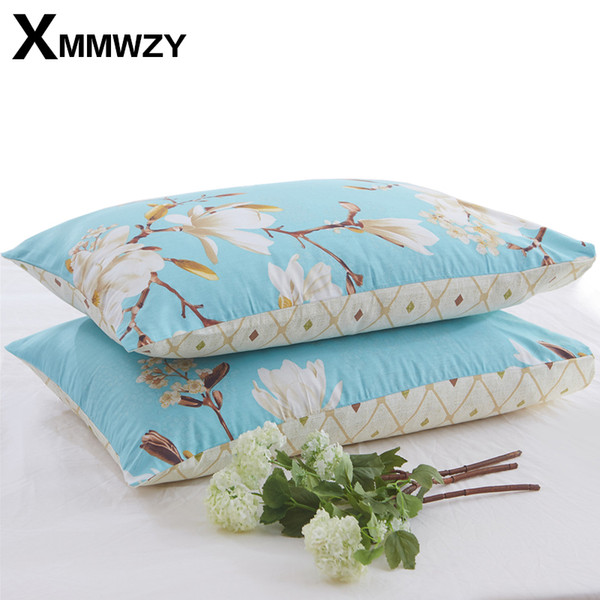 100% cotton yarn dyed twill flower pillow case 2 pcs home one pair diagonal printing brief style eco-friendly pillowcase 48x74cm