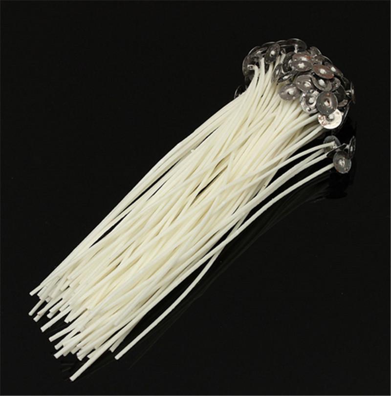 New 100Pcs 20Cm Candle Wicks Pre Waxed PreTabbed Cotton Core With Sustainer DIY Gift