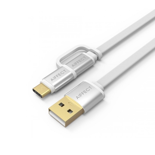 AIFFECT 2 Pack 3.3Ft USB 2.0 vers Micro USB / Type C Câble de charge Sync Câble de ligne de données pour Samsung 2-en-1